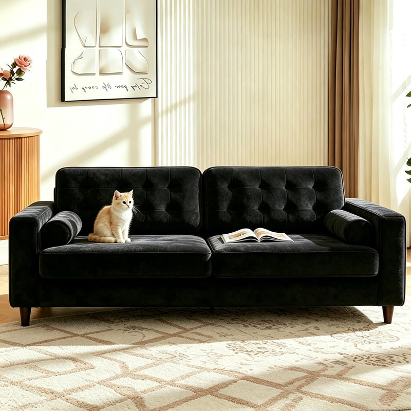 Karnak Velvet Sofa, Black