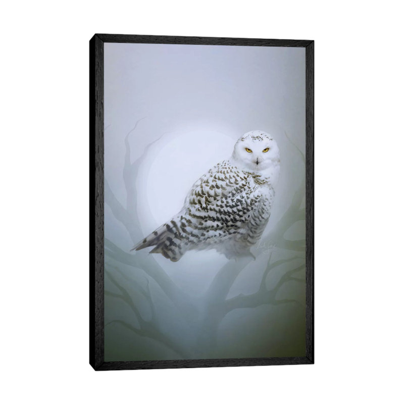 Snow Owl by Bente Schlick - Print on Canvas, 101.6 cm H x 66.04 cm W, Black Floater Framed