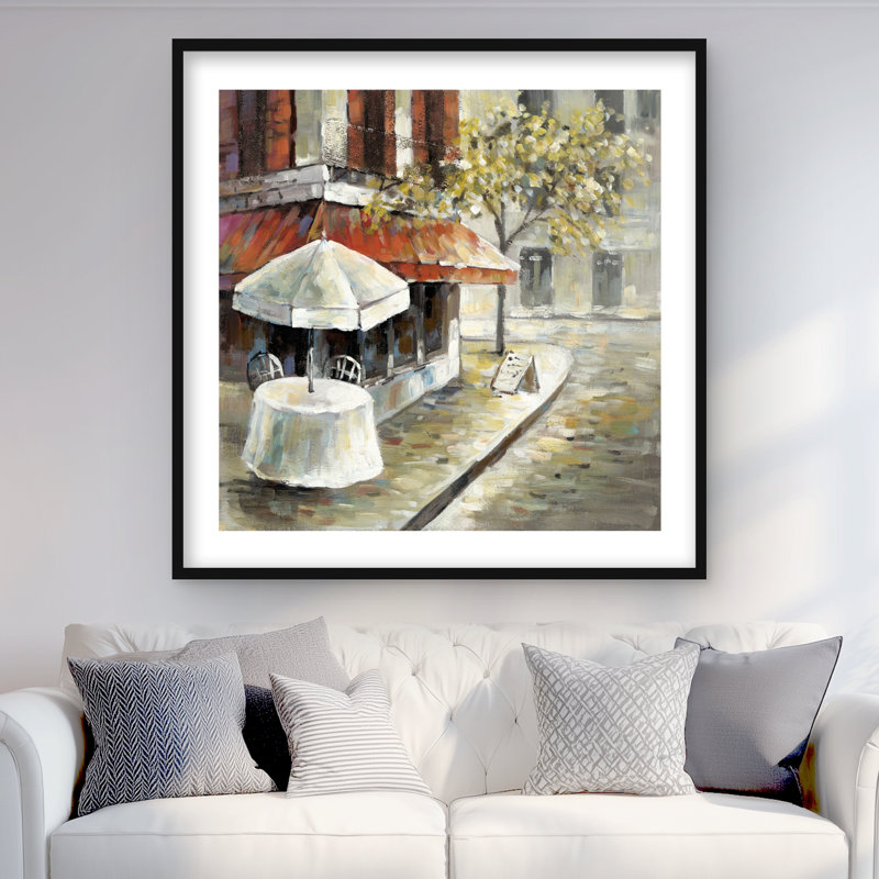 Motif de rue déserte et ensoleillée | Décoration encadrée orange