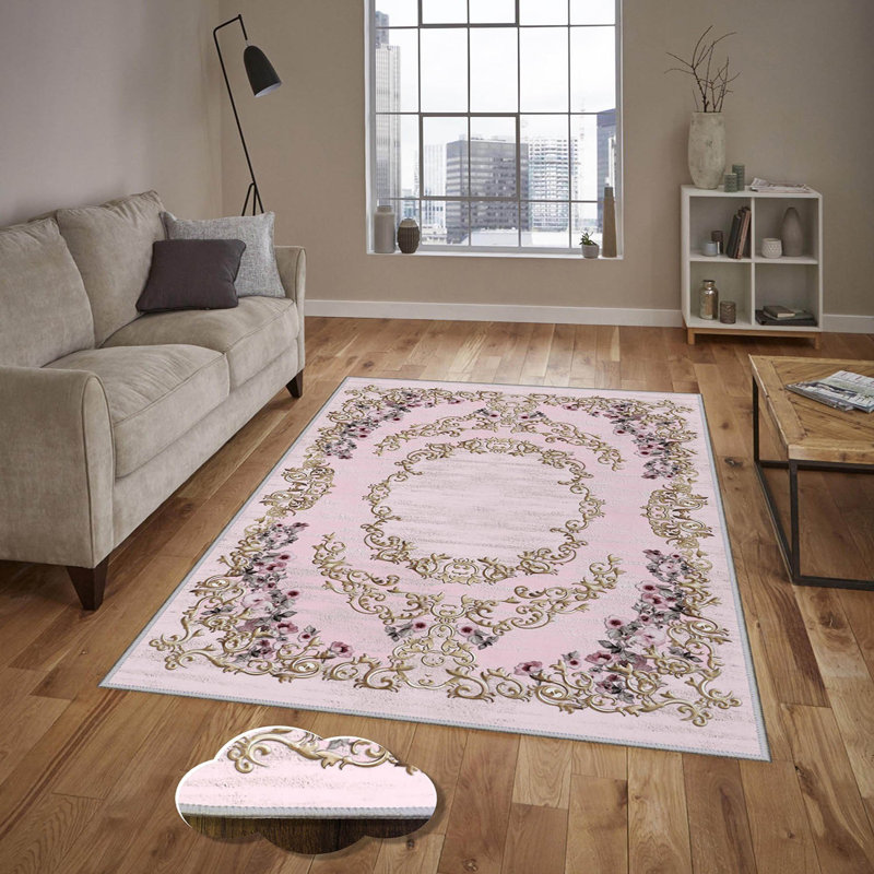 Luxurious Woven Area Rug, 5.9 x 9.2 ft, 100% Polyester, Antibacterial | Non-Slip PVC Felt Dot Underside, 0.3 in Pile Height | Machine Washable, 3D Digital Print, Perfect for Living Room & Bedroom Décor