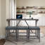 Ensemble de table de bar avec prise de courant, ensemble de table de bar et de chaises, ensemble de table de salle à manger 4 pièces, ensemble de table de petit déjeuner industriel, pour salon, salle à manger, salle de jeux