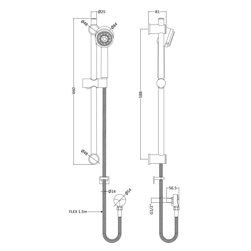 Full/Standard Slide Bar Shower Head