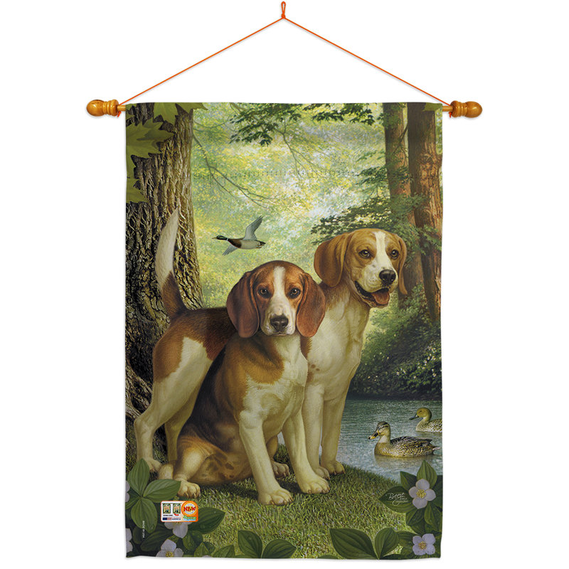 Les beagles et le canard sont en bois 2 faces 40 x 28 po Ensemble de drapeaux