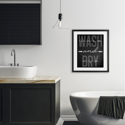 Wash And Dry Black Minimal Framed Print Under Glass, design by Marcus Prime