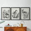 Linocut Style Seabird I - Toile tendue avec châssis sur mesure - 3 pièces-117240623-117240624