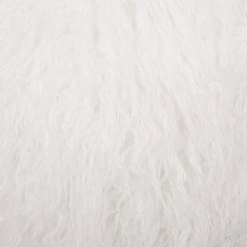 Pouf rond en fausse fourrure 3 pieds Mandana, blanc