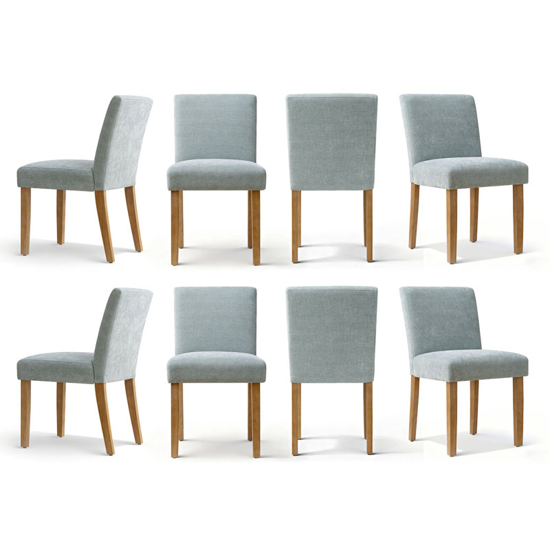 Chaise de salle à manger rembourrée en lin 18,5 po (ensemble de 8), Fabric Light Blue