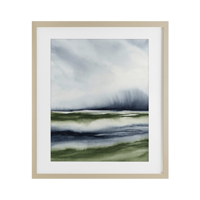 «Sage Shadows Landscape», reproduction encadrée sous verre, design par 1x, Cadre de récolte en pin, H 21 po x l 17 po