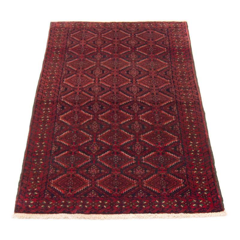 Tapis rouge en laine noué à la main de conception unique 3 pi 6 po x 6 pi 6 po New Age Richmute