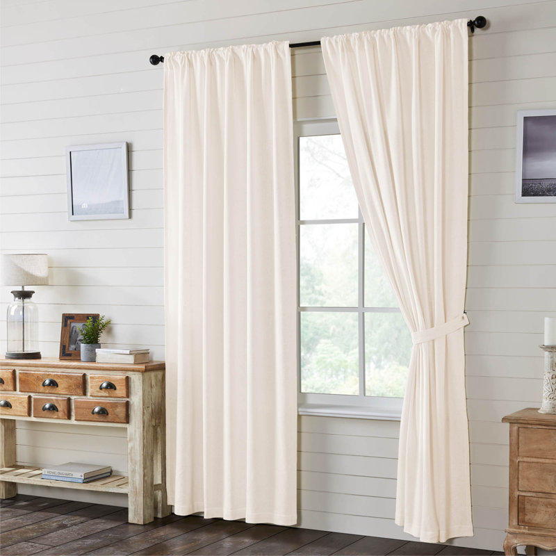 Burlap Vintage 100% Cotton Room Darkening Curtain Pair, Antique Creme