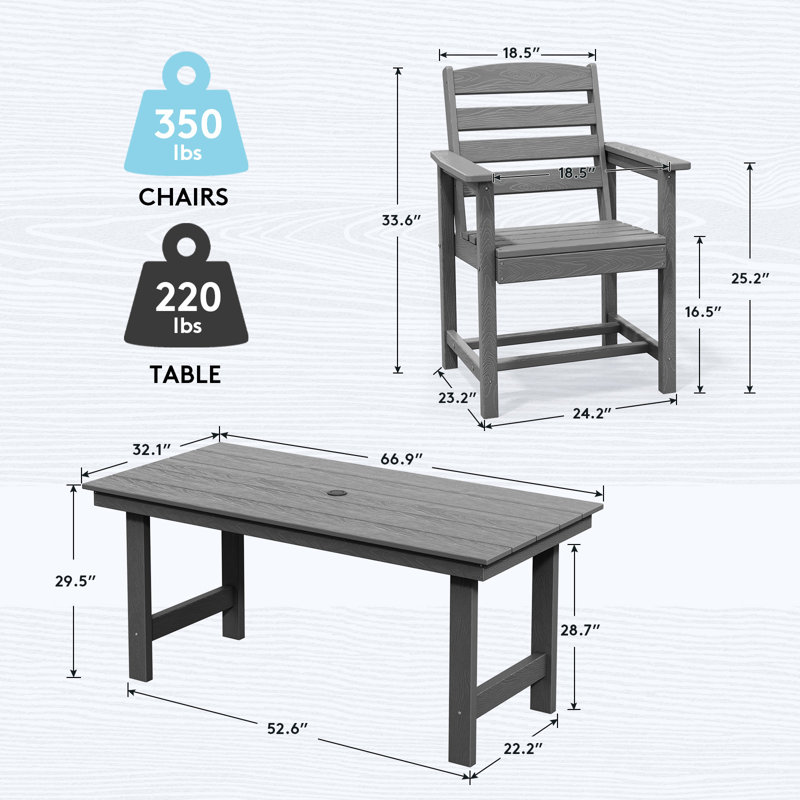 Chaise de patio en PEHD, Gris