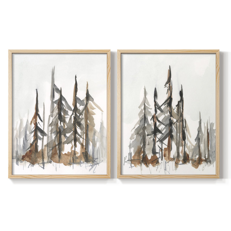 «Rustic Evergreen I», reproduction encadrée de qualité supérieure - prête à être accrochée - aucun clou requis - aucun clou requis