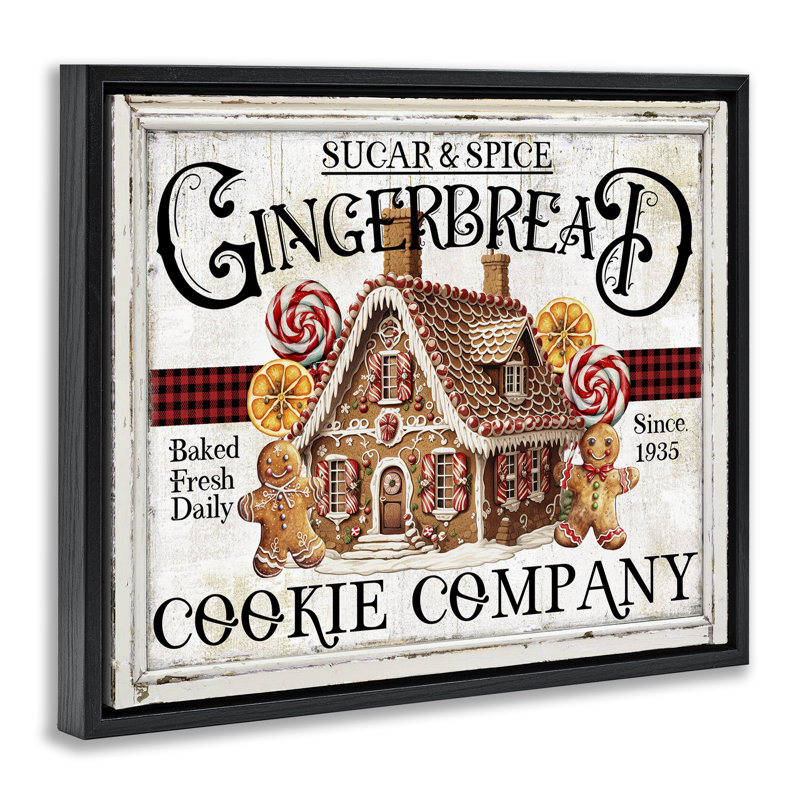 Art mural sur toile Gingerbread, Cadre flottant noir de jais, H 17 po x l 21 po