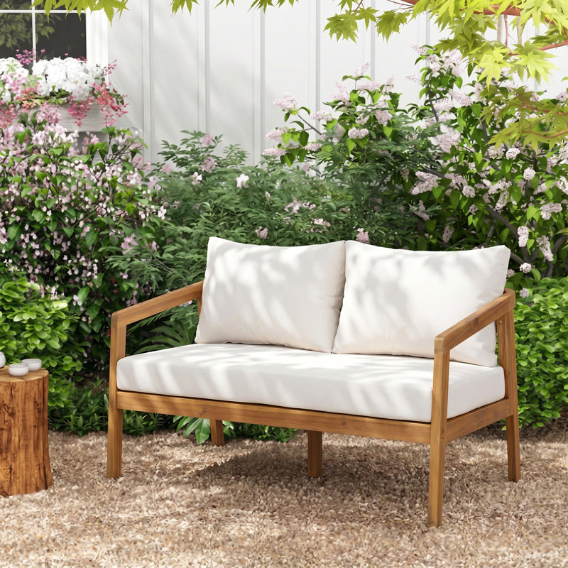 Canapé d'extérieur Airwyn, Coussin beige / structure naturelle