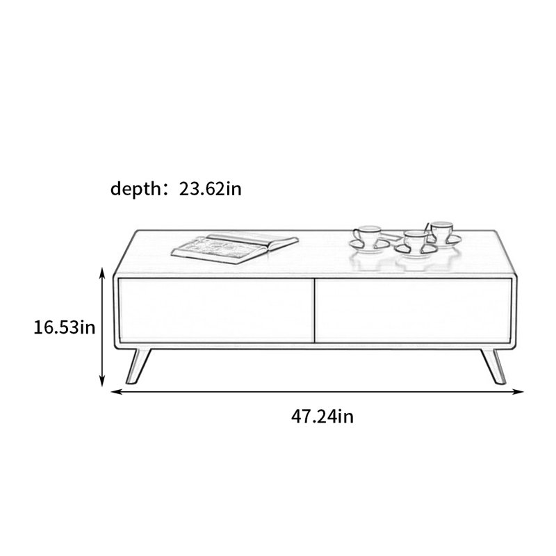Table basse simple et luxueuse moderne, H 16,53 po x L 47,24 po x l 23,62 po