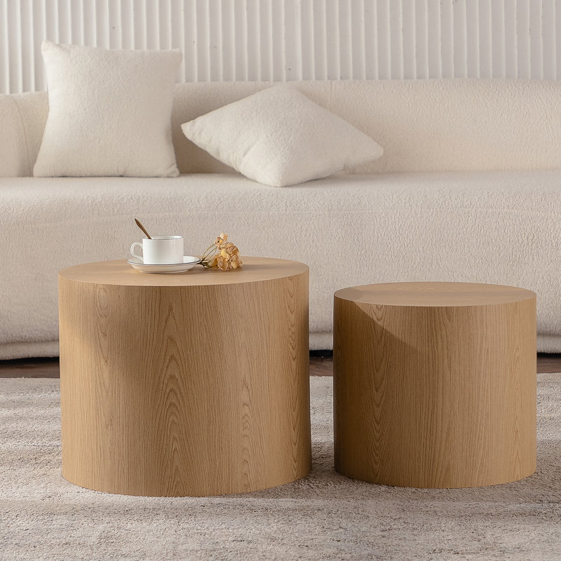 Table basse gigogne 2 pièces, 15.16" H x 18.9" L x 18.9" W, Naturel