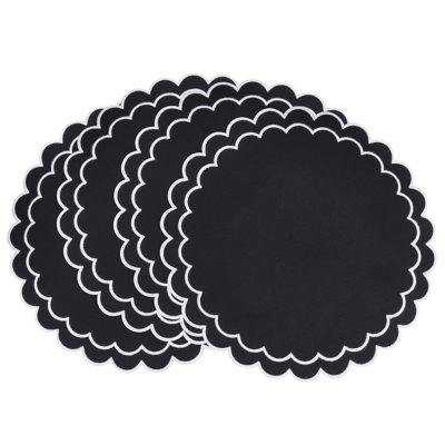 Scalloped Cotton Placemats (Set of 4) – Layered Wavy Edge Round Table Placemats for Dining, Entertaining & Everyday Table Settings, 15"