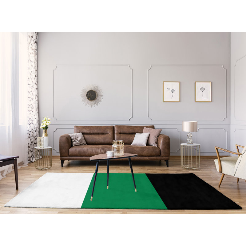 Tapis à rayures vert/noir, Rectangle 8 pi x 10 pi