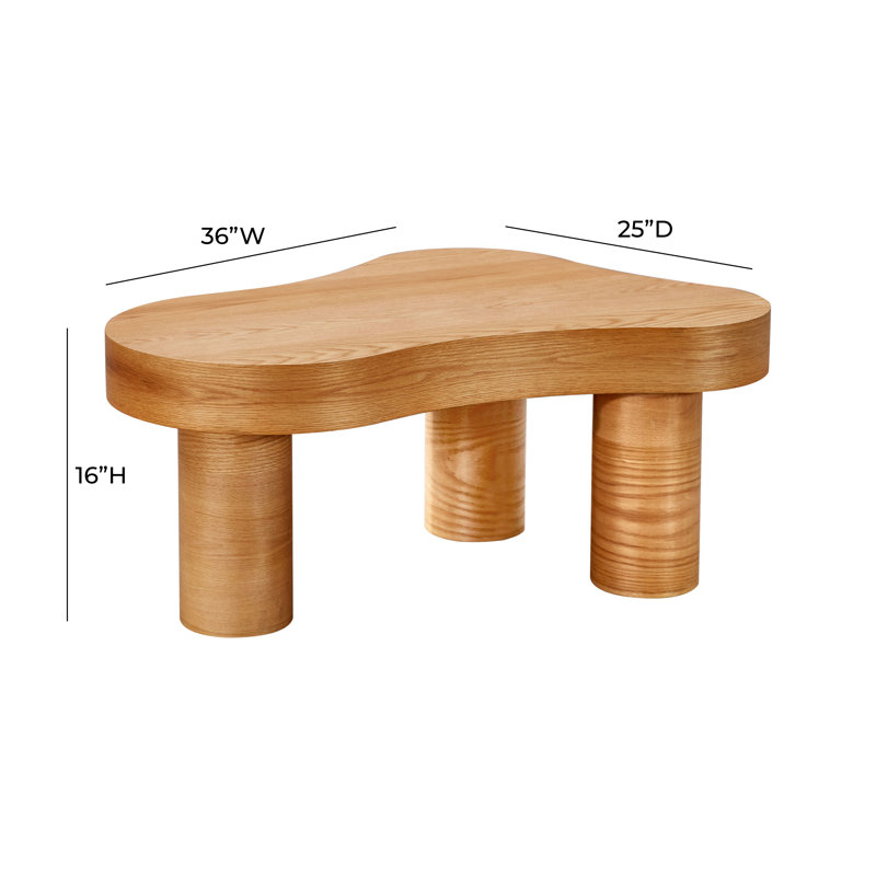 Natural Oak Free Form Outdoor Coffee Table with Storage