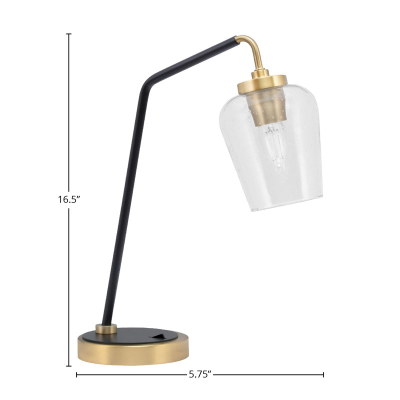 Lampe de bureau Asmita, Noir mat / laiton