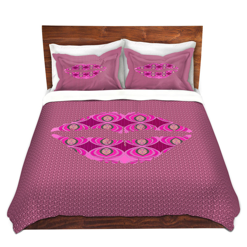 Ensemble de housse de couette lèvres, 1 housse simple + 1 taie standard