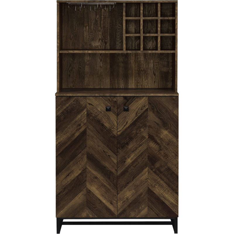 Harlie Rustic Oak 2-doors Wine Cabinet