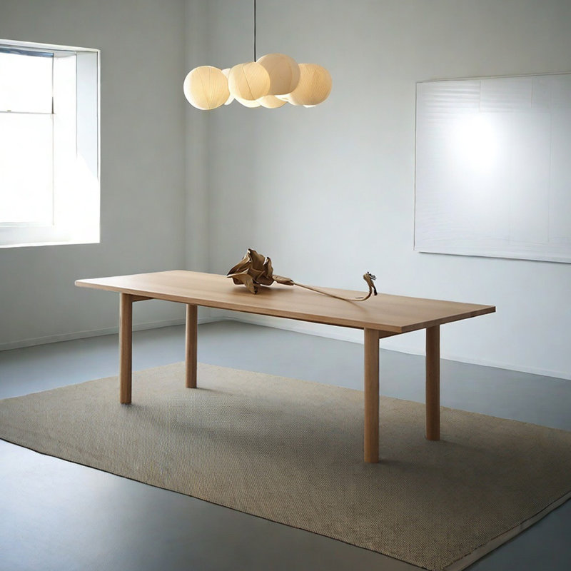 Japanese style solid wood dining table, 29.52"H x 86.61"L x 35.43"W
