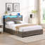 Structure de lit double avec rangement - Conception pratique pour votre chambre à coucher. , Tête de lit gris antique, Tiroirs, Bruit
