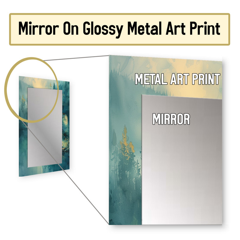 Miroir mural vert, vert et gris, 32 po x 24 po