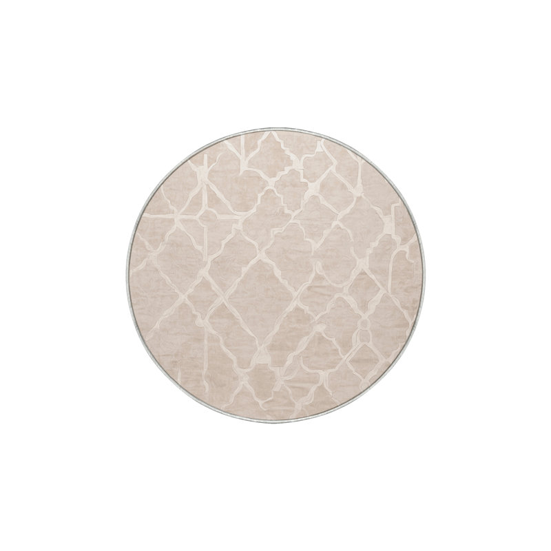 Machine Washable Beige Area Rug, Round 8'