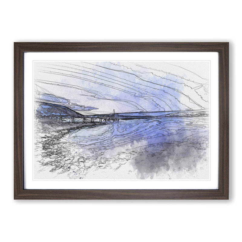 Blue Lake in Iceland - Picture Frame Graphic Art Print, Walnut Framed, 62cm H x 87cm W x 2cm D
