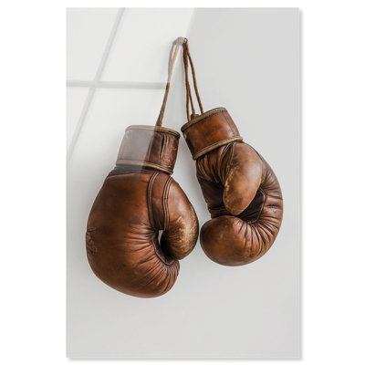 Brown Boxing Gloves Acrylic Print Sports Framed Prints by Notoriart, Ready to Hang, 16 x 24