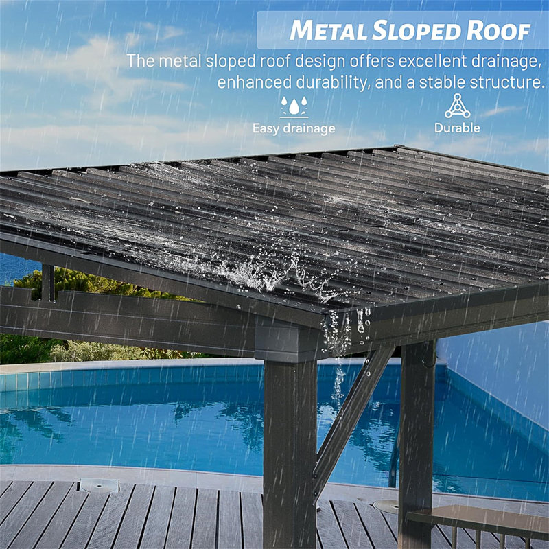 6.5X12ft Hardtop Grill Gazebo, Gray
