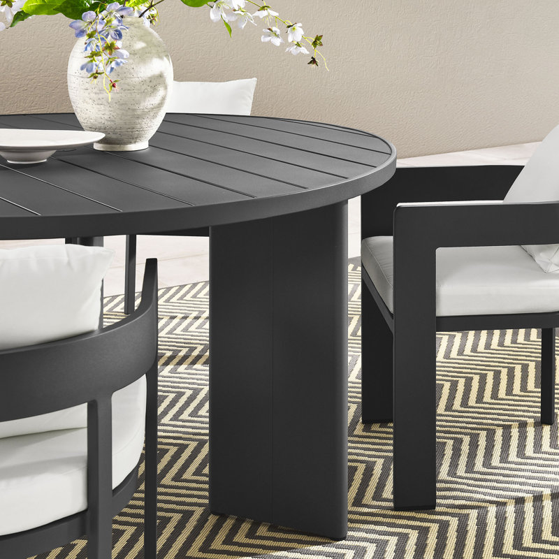 Gray and White Powder-Coated Aluminum 4-Person Outdoor Dining Set