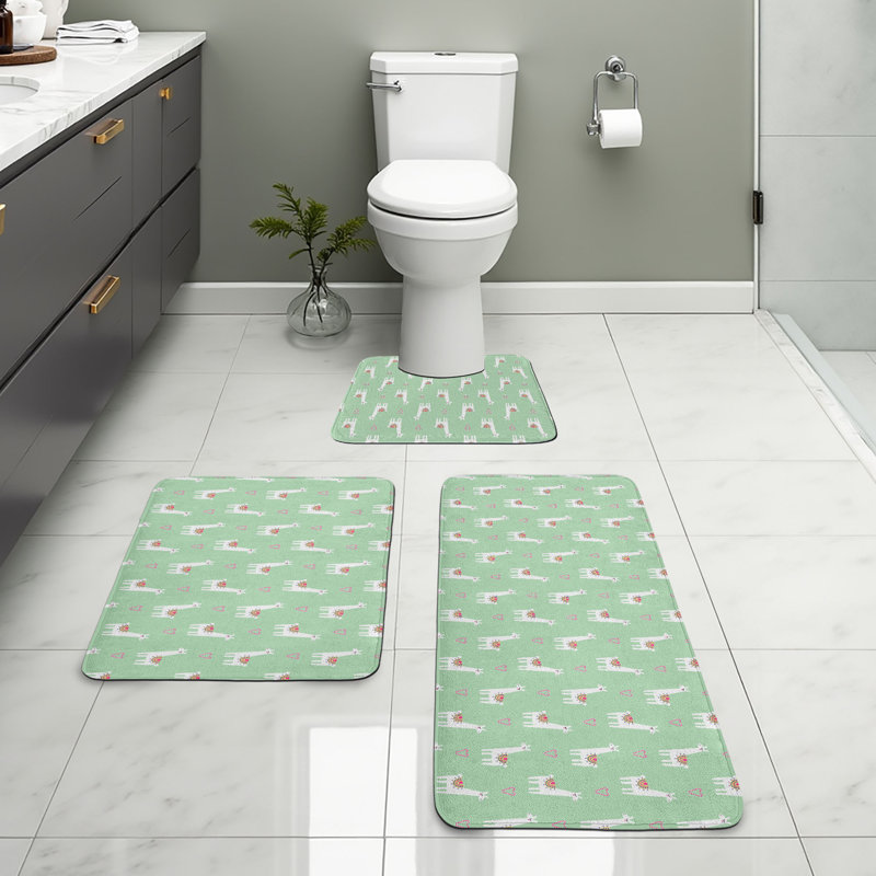  Ensemble de tapis de salle de bain 3 pièces Llama