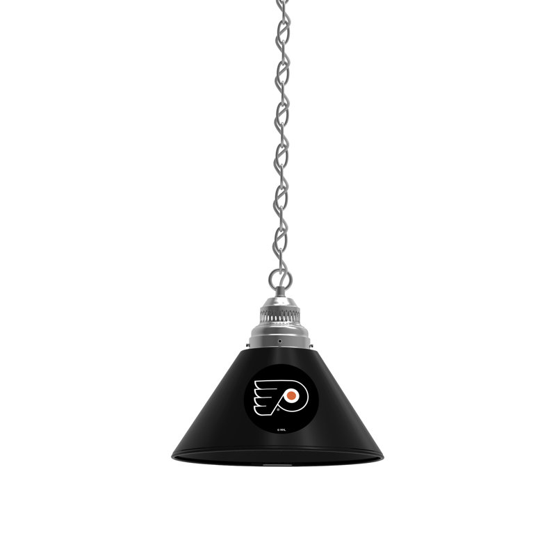 Luminaire suspendu conique 1 lumière NHL, Chrome, Flyers de Philadelphia - noir