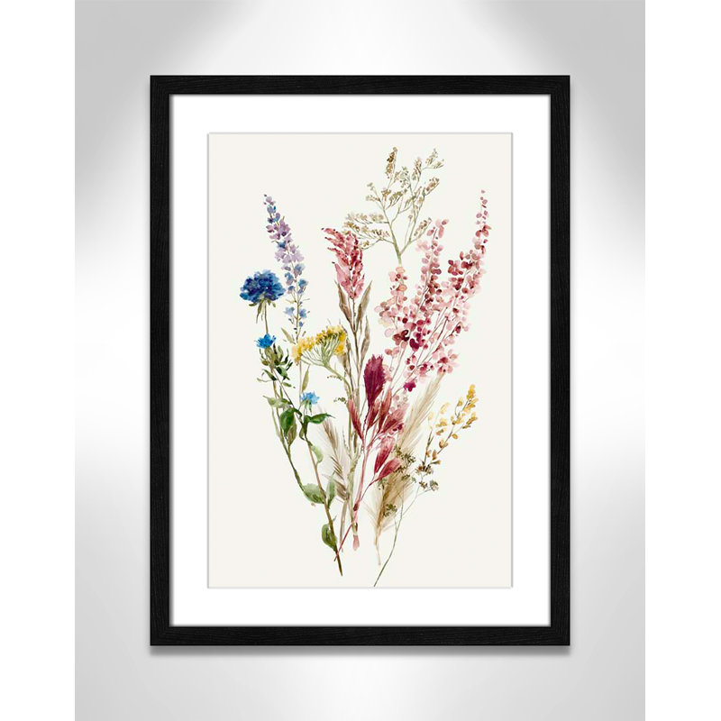 «Delicate Flowers II» par Asia Jensen - reproduction d'un seul cadre, H 23 po x l 17 po x P 0,75 po, Cadre noir