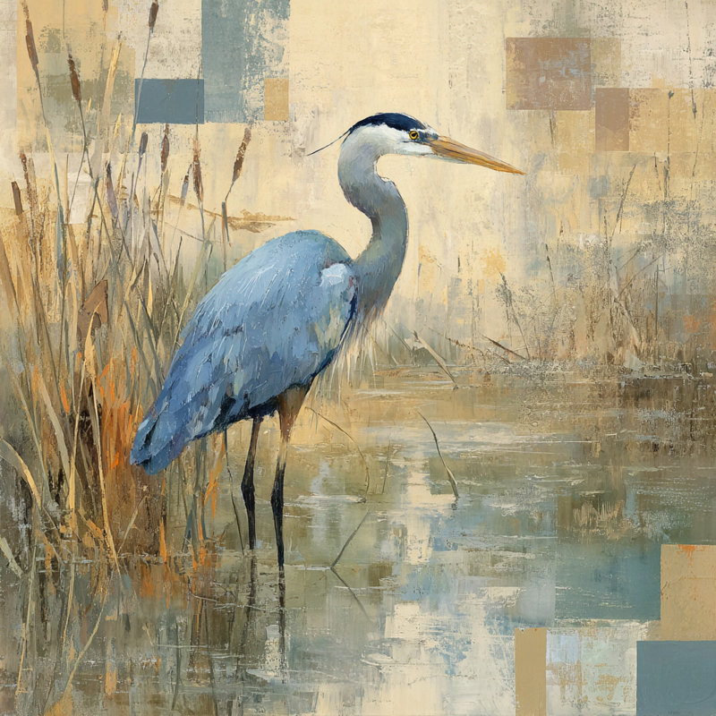 «Marshside Blue Heron», art mural sur toile tendue, H 30 po x l 30 po