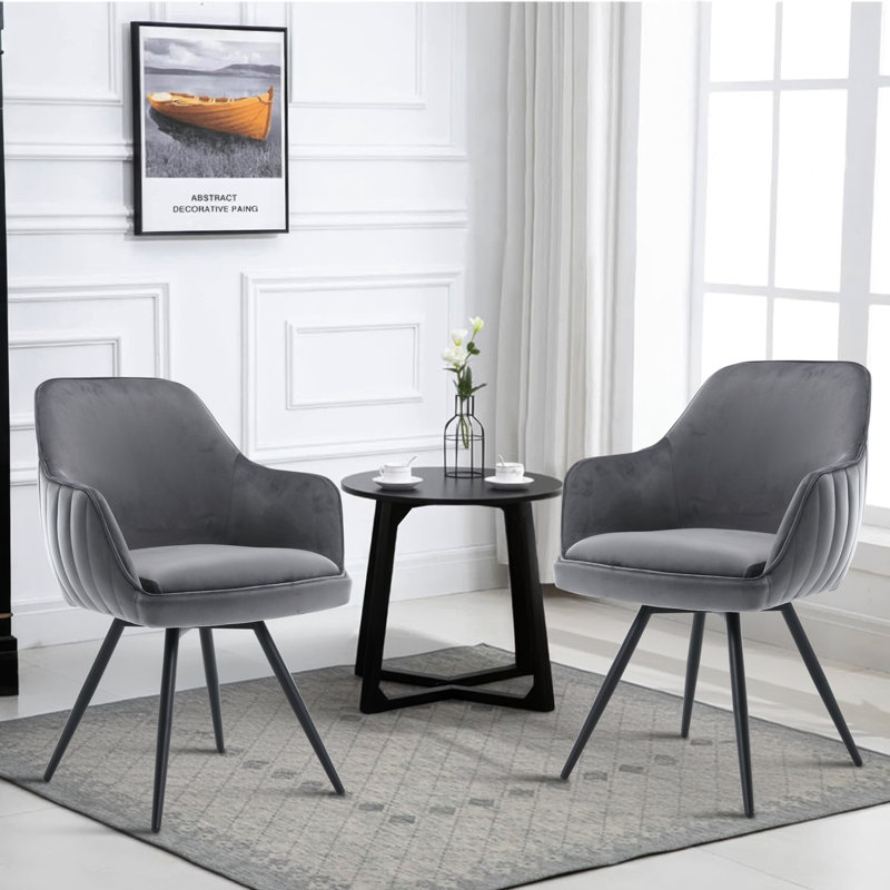 Fauteuil d'appoint pivotant en velours Prodell, gris