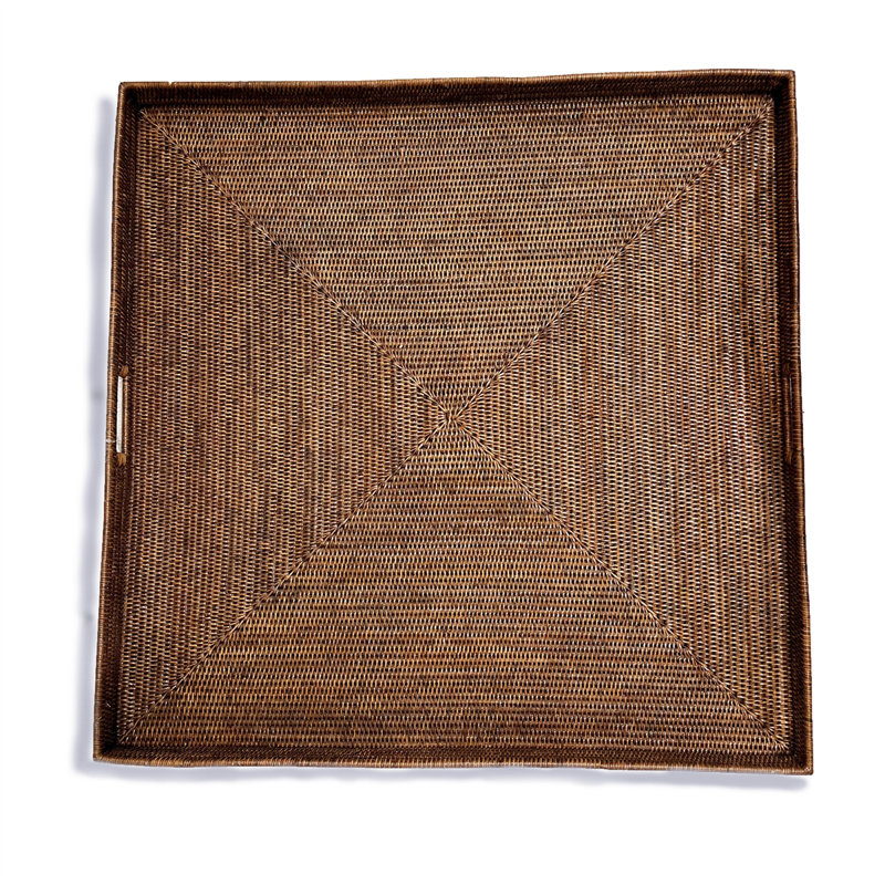 Rattan Tray, Antique Brown, 2" H x 36" W x 36" D