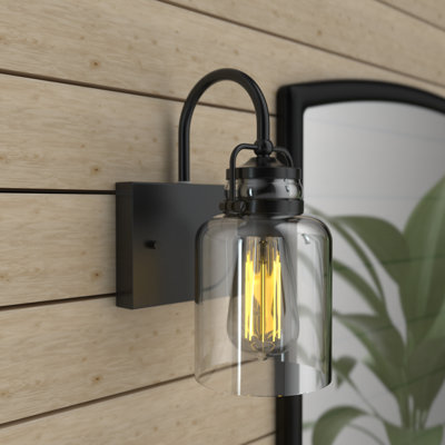 Loucks Dimmable Steel Wall Sconce with Hand Blown Glass Shade