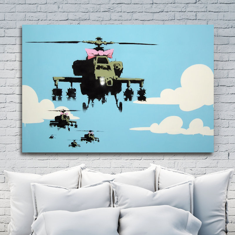 Vapor Helicopters by Banksy - Wrapped Canvas Print, 30 cm H x 46 cm W x 4 cm D