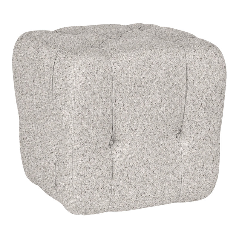 Glen Haven By Thom Filicia Square Boucle and Velvet Tufted Pouffe, Navada Granite