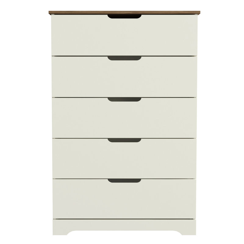 Aroob 5 Drawer 31.5'' W Dresser, Ivory/Knotty Oak