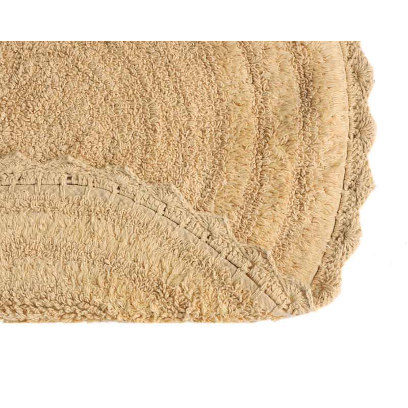 100% Cotton Non-Slip Bath Rug, Beige