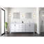Meuble-lavabo double blanc 80 po X P 22 po P, plateau en marbre de culture et Miroir-118001488