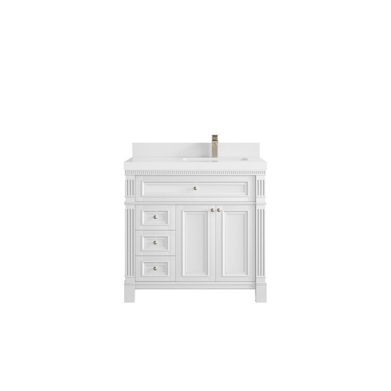 Paris White Freestanding Bathroom Vanity with Quartz Top