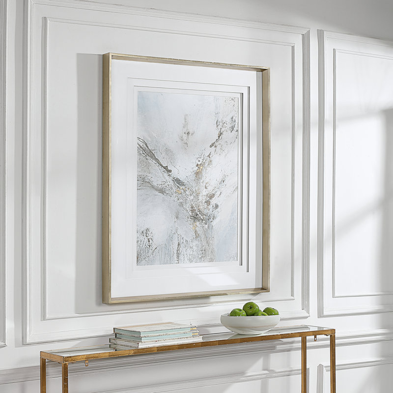 Ethos 38" Gray and Gold Framed Abstract Print