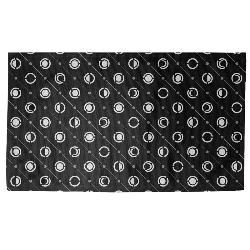 Tapis décoratif de lune classique des phases noires, Rectangle 5 pi x 7 pi