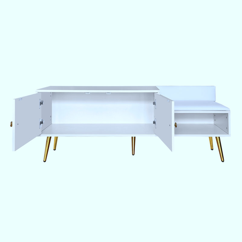 Banc de rangement pour chaussures avec coussins, Blanc antique